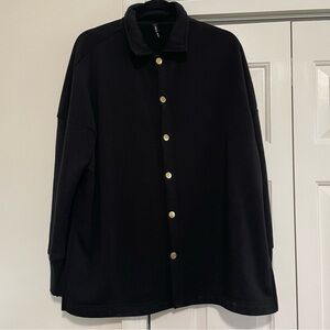 Adam Selman Sport Black Button Down Fleece Jacket Size Medium